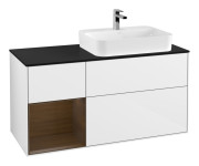 Тумба под раковину Villeroy & Boch Finion 120х50,1 см с подсветкой МДФ глянцевый белый лак/стекло черное матовое G392GNGF