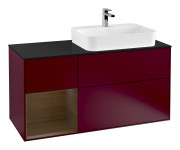 Тумба под раковину Villeroy & Boch Finion 120х50,1 см с подсветкой МДФ пион матовый лак/стекло черное матовое G392GNHB