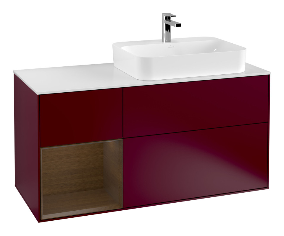 Тумба под раковину Villeroy & Boch Finion 120х50,1 см с подсветкой МДФ пион матовый лак/стекло белое матовое G391GNHB