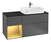 Тумба под раковину Villeroy & Boch Finion 120х50,1 см с подсветкой МДФ антрацит матовый лак/стекло черное матовое G392HFGK