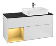 Тумба под раковину Villeroy & Boch Finion 120х50,1 см с подсветкой МДФ белый матовый лак/стекло черное матовое G392HFMT