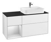 Тумба под раковину Villeroy & Boch Finion 120х50,1 см с подсветкой МДФ глянцевый белый лак/стекло черное матовое G392MTGF