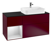 Тумба под раковину Villeroy & Boch Finion 120х50,1 см с подсветкой МДФ пион матовый лак/стекло черное матовое G392MTHB