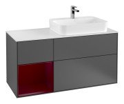 Тумба под раковину Villeroy & Boch Finion 120х50,1 см с подсветкой МДФ антрацит матовый лак/стекло белое матовое G391HBGK