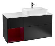 Тумба под раковину Villeroy & Boch Finion 120х50,1 см с подсветкой МДФ черный матовый лак/стекло белое матовое G391HBPD