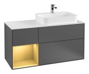 Тумба під раковину Villeroy & Boch Finion 120х50,1 см з підсвічуванням антрацит матовий лак/скло біле матове G391HFGK