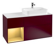 Тумба під раковину Villeroy & Boch Finion 120х50,1 см із підсвічуванням МДФ півонія матовий лак/скло біле матове G391HFHB