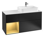 Тумба під раковину Villeroy & Boch Finion 120х50,1 см із підсвічуванням МДФ чорний матовий лак/скло біле матове G391HFPD