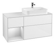 Тумба під раковину Villeroy & Boch Finion 120х50,1 см с подсветкой МДФ білий глянцевий лак/скло біле матове G391MTGF