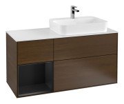 Тумба під раковину Villeroy & Boch Finion 120х50,1 см із підсвічуванням МДФ шпон волоського горіха/скло біле матове G391PDGN