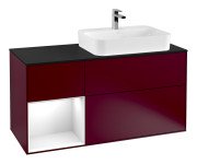 Тумба під раковину Villeroy & Boch Finion 120х50,1 см із підсвічуванням МДФ півонія матовий лак/скло чорне матове G392GFHB