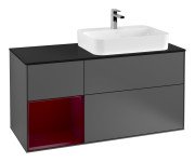 Тумба под раковину Villeroy & Boch Finion 120х50,1 см с подсветкой МДФ антрацит матовый лак/стекло черное матовое G392HBGK