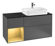 Тумба під раковину Villeroy & Boch Finion 120х50,1 см з підсвічуванням антрацит матовий лак/скло чорне матове G392HFGK