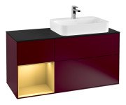 Тумба під раковину Villeroy & Boch Finion 120х50,1 см із підсвічуванням МДФ півонія матовий лак/скло чорне матове G392HFHB