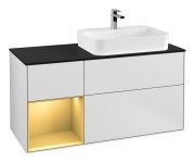 Тумба під раковину Villeroy & Boch Finion 120х50,1 см із підсвічуванням МДФ білий матовий лак/скло чорне матове G392HFMT