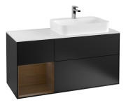 Тумба під раковину Villeroy & Boch Finion 120х50,1 см із підсвічуванням МДФ чорний матовий лак/скло біле матове G391GNPD