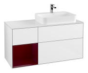 Тумба под раковину Villeroy & Boch Finion 120х50,1 см с подсветкой МДФ глянцевый белый лак/стекло белое матовое G391HBGF