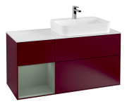 Тумба под раковину Villeroy & Boch Finion 120х50,1 см с подсветкой МДФ пион матовый лак/стекло белое матовое G391GMHB