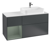 Тумба под раковину Villeroy & Boch Finion 120х50,1 см с подсветкой МДФ темно-синий матовый лак/стекло белое матовое G391GMHG