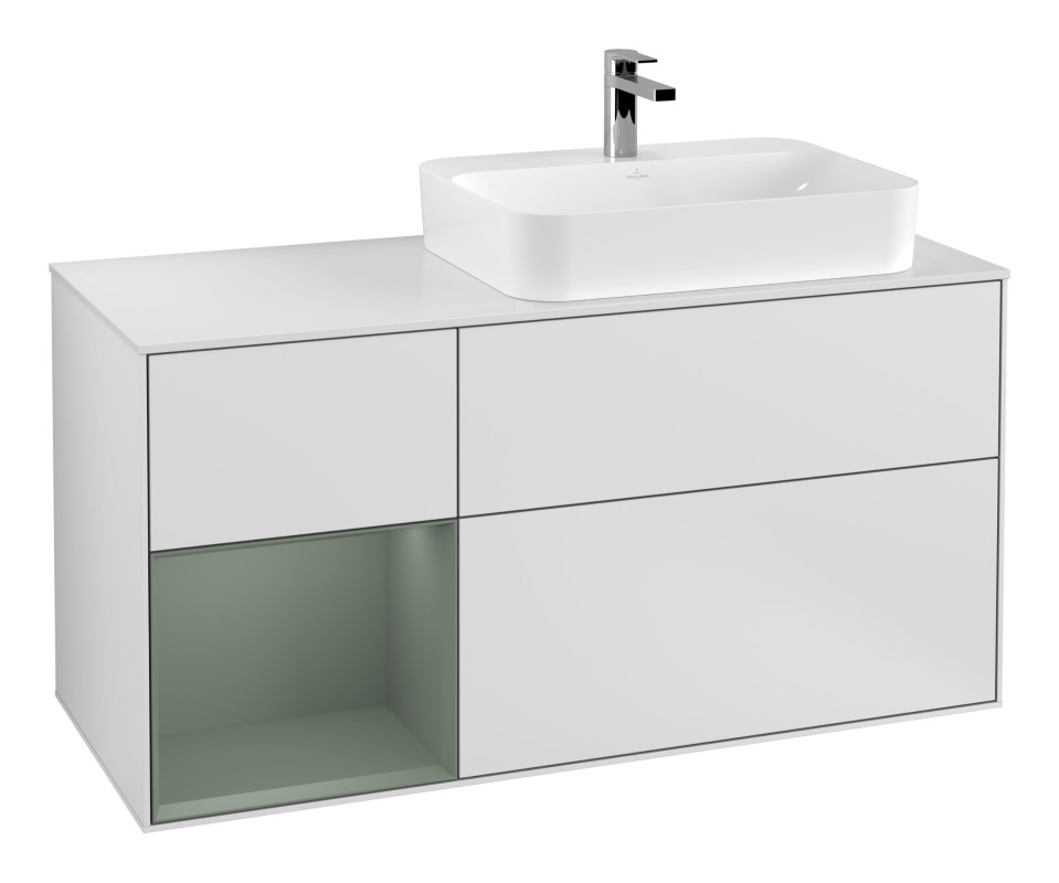 Тумба под раковину Villeroy & Boch Finion 120х50,1 см с подсветкой МДФ белый матовый лак/стекло белое матовое G391GMMT