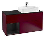 Тумба под раковину Villeroy & Boch Finion 120х50,1 см с подсветкой МДФ пион матовый лак/стекло черное матовое G392PDHB