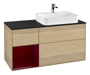 Тумба под раковину Villeroy & Boch Finion 120х50,1 см с подсветкой МДФ шпон дуба/стекло черное матовое G392HBPC