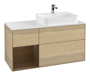 Тумба под раковину Villeroy & Boch Finion 120х50,1 см с подсветкой МДФ шпон дуба/стекло белое матовое G391GNPC