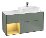 Тумба под раковину Villeroy & Boch Finion 120х50,1 см с подсветкой МДФ оливковый матовый лак/стекло белое матовое G391HFGM