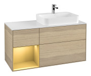 Тумба под раковину Villeroy & Boch Finion 120х50,1 см с подсветкой МДФ шпон дуба/стекло белое матовое G391HFPC