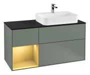 Тумба под раковину Villeroy & Boch Finion 120х50,1 см с подсветкой МДФ оливковый матовый лак/стекло черное матовое G392HFGM