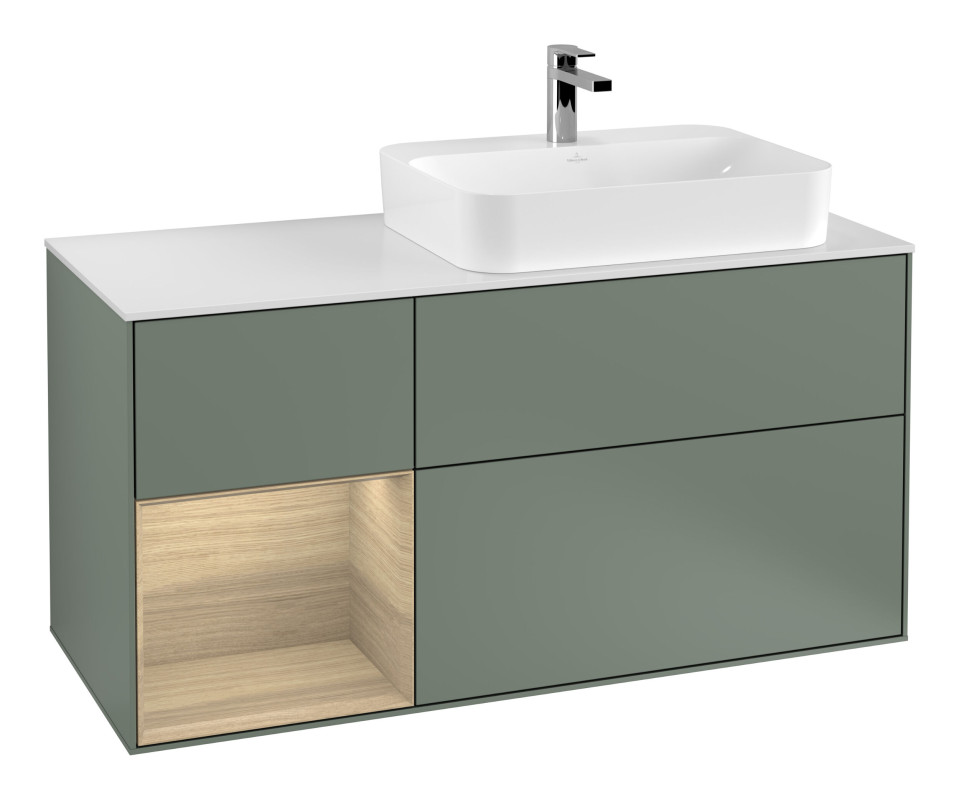 Тумба под раковину Villeroy & Boch Finion 120х50,1 см с подсветкой МДФ оливковый матовый лак/стекло белое матовое G391PCGM