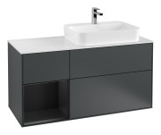 Тумба под раковину Villeroy & Boch Finion 120х50,1 см с подсветкой МДФ темно-синий матовый лак/стекло белое матовое G391PDHG