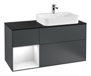 Тумба под раковину Villeroy & Boch Finion 120х50,1 см с подсветкой МДФ темно-синий матовый лак/стекло черное матовое G392GFHG