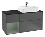 Тумба под раковину Villeroy & Boch Finion 120х50,1 см с подсветкой МДФ антрацит матовый лак/стекло черное матовое G392GMGK