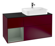 Тумба под раковину Villeroy & Boch Finion 120х50,1 см с подсветкой МДФ пион матовый лак/стекло черное матовое G392GMHB