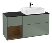 Тумба под раковину Villeroy & Boch Finion 120х50,1 см с подсветкой МДФ оливковый матовый лак/стекло черное матовое G392GNGM