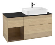 Тумба под раковину Villeroy & Boch Finion 120х50,1 см с подсветкой МДФ шпон дуба/стекло черное матовое G392GNPC