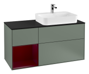 Тумба під раковину Villeroy & Boch Finion 120х50,1 см із підсвічуванням МДФ оливковий матовий лак/скло чорне матове G392HBGM