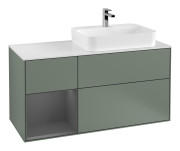 Тумба під раковину Villeroy & Boch Finion 120х50,1 см із підсвічуванням МДФ оливковий матовий лак/скло біле матове G391GKGM