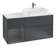 Тумба під раковину Villeroy & Boch Finion 120х50,1 см з підсвічуванням темно-синй матовий лак/скло біле матове G391GKHG