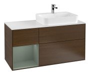 Тумба под раковину Villeroy & Boch Finion 120х50,1 см с подсветкой МДФ шпон грецкого ореха/стекло белое матовое G391GMGN