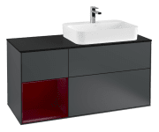 Тумба под раковину Villeroy & Boch Finion 120х50,1 см с подсветкой МДФ темно-синий матовый лак/стекло черное матовоеG392HBHG