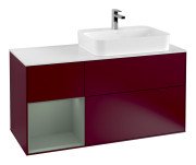 Тумба под раковину Villeroy & Boch Finion 120х50,1 см с подсветкой МДФ пион матовый лак/стекло белое матовое G391GMHB