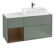 Тумба під раковину Villeroy & Boch Finion 120х50,1 см із підсвічуванням МДФ оливковий матовий лак/скло біле матове G391GNGM