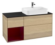 Тумба под раковину Villeroy & Boch Finion 120х50,1 см с подсветкой МДФ шпон дуба/стекло черное матовое G392HBPC