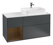 Тумба під раковину Villeroy & Boch Finion 120х50,1 см з підсвічуванням темно-синй матовий лак/скло біле матове G391GNHG