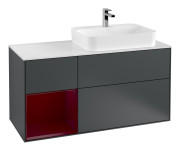 Тумба под раковину Villeroy & Boch Finion 120х50,1 см с подсветкой МДФ темно-синий матовый лак/стекло белое матовое G391HBHG