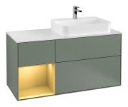 Тумба под раковину Villeroy & Boch Finion 120х50,1 см с подсветкой МДФ оливковый матовый лак/стекло белое матовое G391HFGM