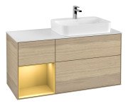 Тумба под раковину Villeroy & Boch Finion 120х50,1 см с подсветкой МДФ шпон дуба/стекло белое матовое G391HFPC