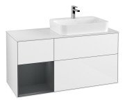 Тумба під раковину Villeroy & Boch Finion 120х50,1 см с подсветкой МДФ білий глянцевий лак/скло біле матове G391HGGF
